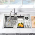 Stylish Multi-Functional Kitchen Sink with Cup Washer: SUS201/SUS304 Stainless Steel Above-Countertop Option