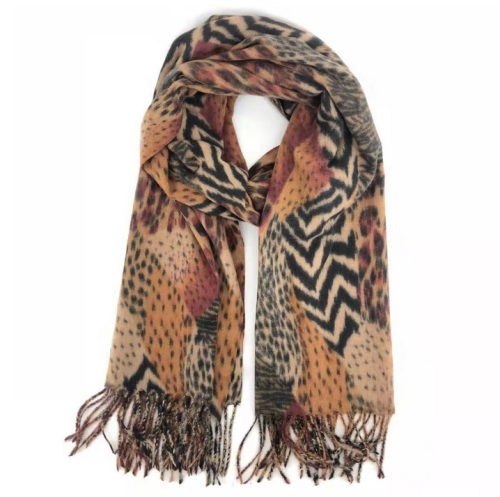 ready to ship leopard print women cashmere wool large scarf wrap with french lace