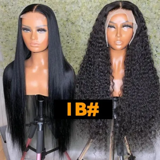 Pre-Plucked 360 Yaki Kinky Straight Frontal Lace Wigs for Black Women Human Hair