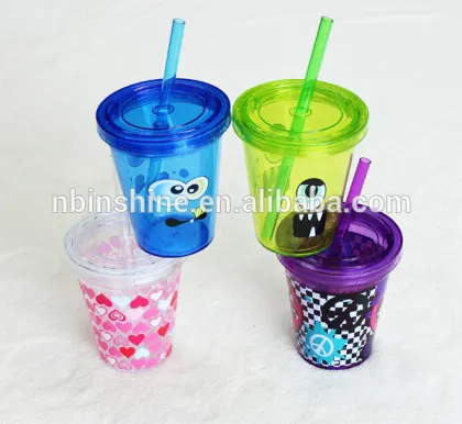 plastic water bottle with straw