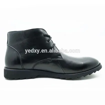 classic design high cut black color middle age men leather casual shoes