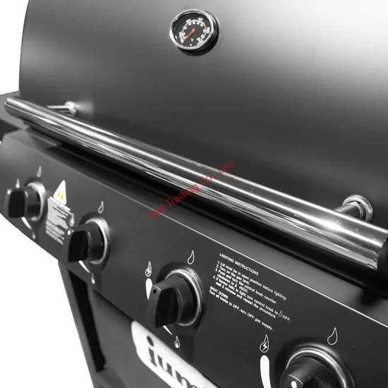 New Model 2023 BBQ Barbecue Gas Grill Black Color Stainless Steelwarming Rack BBQ with 2PCS 6′′pe Wheel
