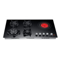 built-in 5 burner gas hob with tempered glass