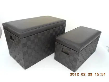 Upholstered S/2  paper storage bench