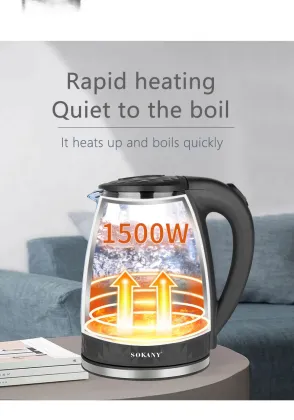 SK-1045 SOKANY Glass Kettle - Factory Stocks Available
