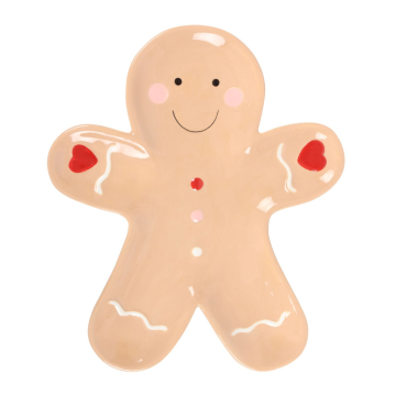Gingerbread Man Ceramic Serving Plate - Christmas Decoration for Restaurant