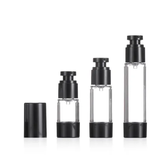 Black Airless Pump Bottles 15ml 30ml 50ml