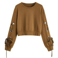Women's Casual Lace Up Long Sleeve Pullover Top