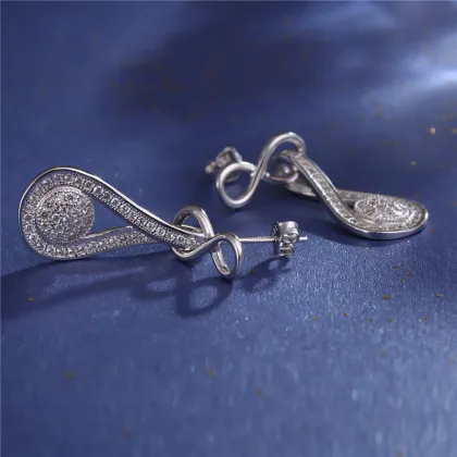China Factory Designs Infinity Drop Diamend Sterling Silver Earring Design