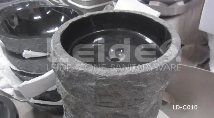 Round basin black stone sink leide stone wash basin sink