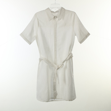 Viscose Linen Long Blouse Half Sleeve with Emb