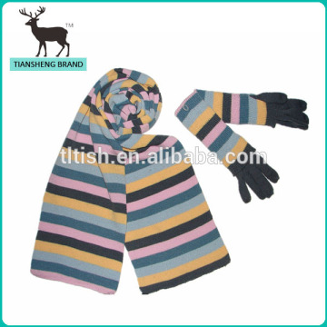 100% Acrylic striped winter knitted set for children