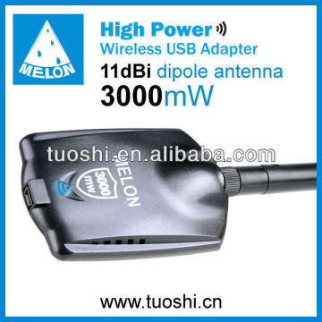3000mw wifi usb wireless adapter, High power wireless usb adapter ,wifi adapter with omni 11 dbi antenna
