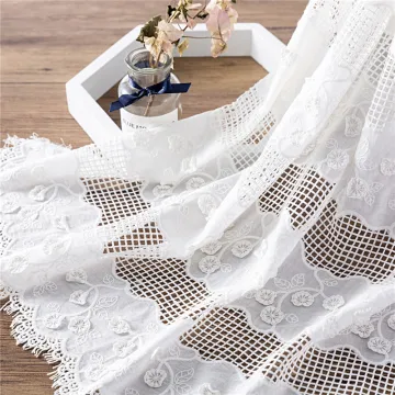 Cotton Openwork Embroidery Fabric 3D Applique Tassel Cotton Fabric RS2121