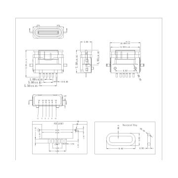 Type-C 6P Female Waterproof IPX6 Offset Type