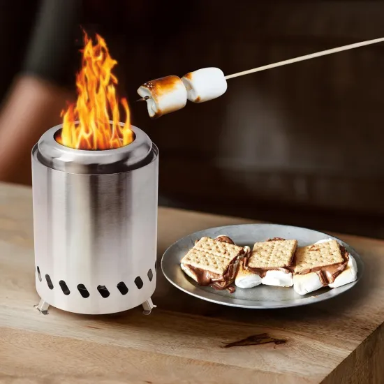 Portable Outdoor Fire Pit: Stainless Steel Mini Tabletop Camping Stove for Smokeless Cooking