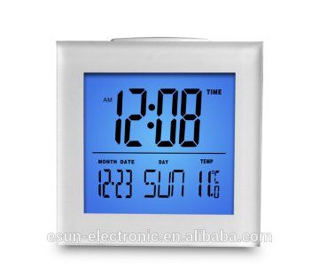 Acrylic lens high resolution LCD digital desktop table snooze alarm weather station clock/Clock with thermometer and date