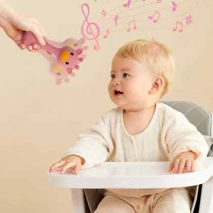 Silicone Rattle Giraffe Teether Baby Sensory Shaker Toy