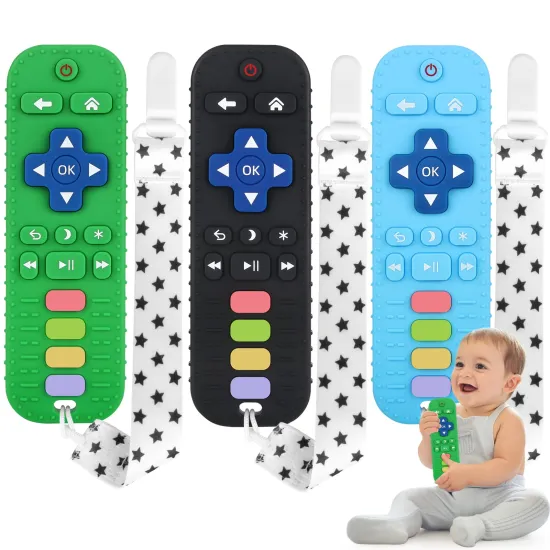 Baby Silicone Teething Toys: Remote Control Shape, Antistress Soft, BPA-Free, Freezable, Dishwasher and Refrigerator Safe
