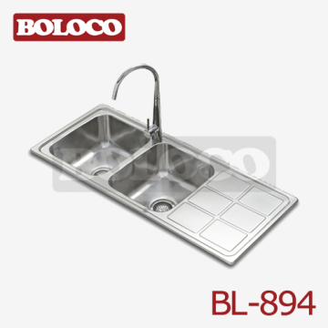 Italy High Quality Matt Double Bowl Single Drainer Welding Rectangle/square Basin 304# Bowl Corner Angle R60 Bl-894 