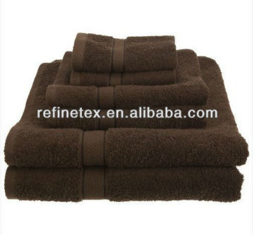 100% cotton hotel towel set----solid color towels with border