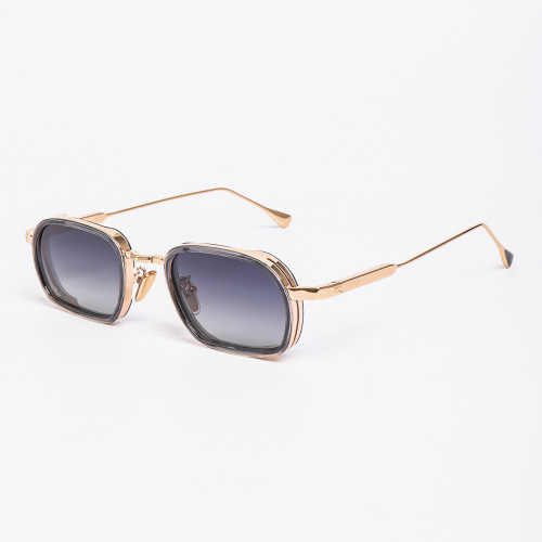 Men Retro Square Metal Pilot Windsor Ring Sunglasses Eyewear