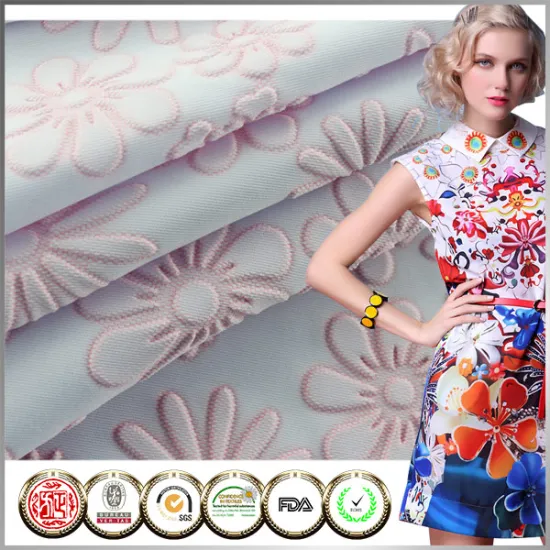 Latest style IAF Scuba New embossed flower design fabric
