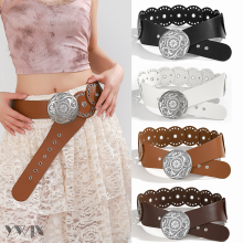 Cinto de couro redondo de moda feminina