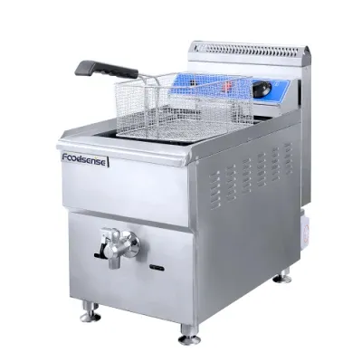 Stainless Steel 1-Tank 1-Basket Gas Fryer for Commercial Kitchen