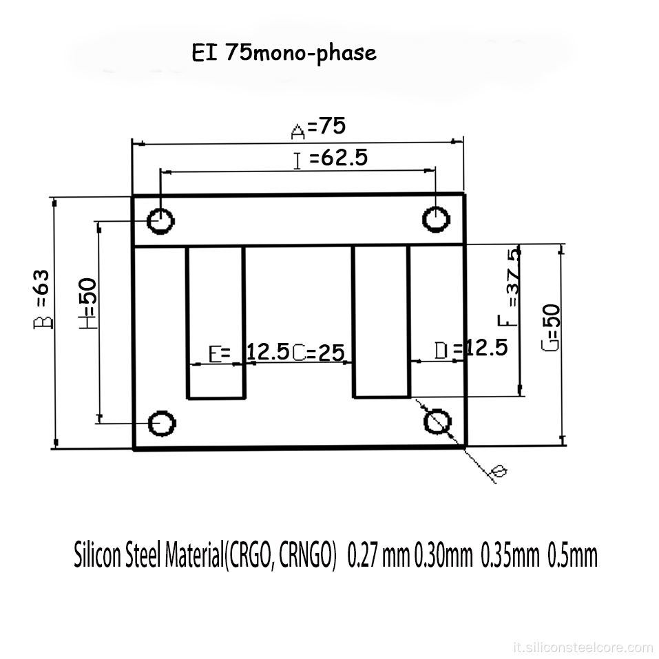 Chuangjia EI 75 Silicon Steel Trasformer Core/CRGO Silicon Steel Core di grado 800 600 0,5 mm