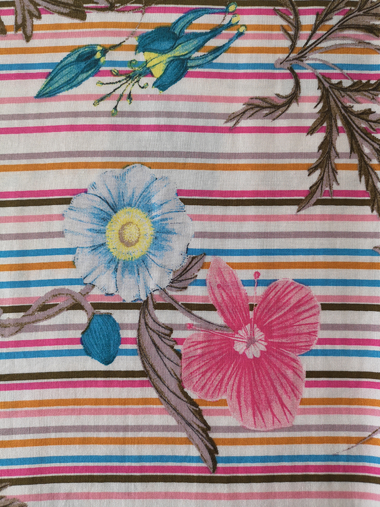 Stripe Flower Rayon Challis 30S Printing Woven Fabric