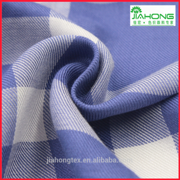 Blue white check rayon twill woven rayon dress fabric