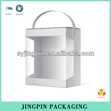 top carrying strap simple white card box with transparent pvc