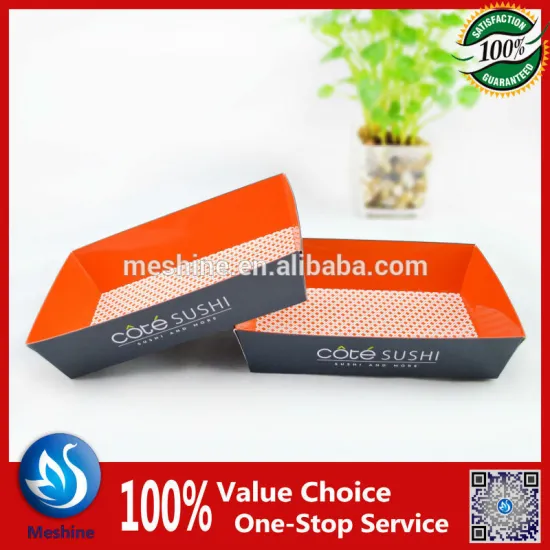 Paper sushi container/recycled food tray/covered food tray for sushi, deli food