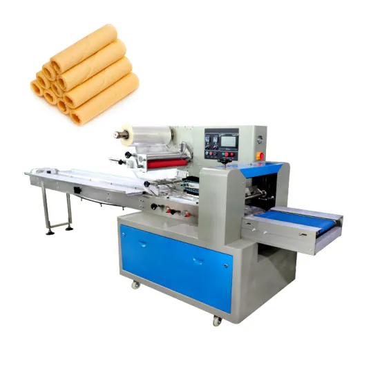 Automatic Cake, Biscuit, and Egg Roll Wrapping Packing Machine with Tray
