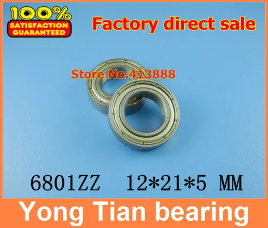 50pcs free shipping thin wall deep groove ball bearing 6801ZZ 12*21*5 mm