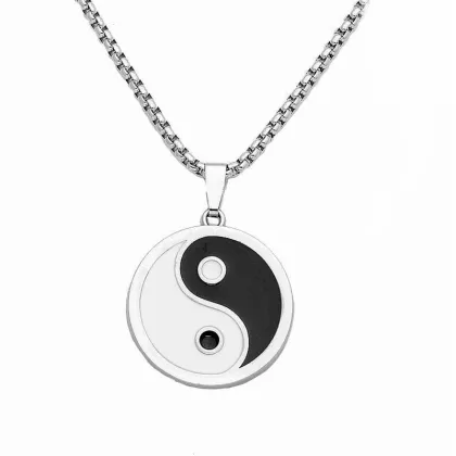 2024 Stylish Stainless Steel Men's Tai Chi Pendant Necklace: Retro & Ethnic Wholesale Collection