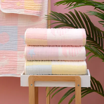 Cotton Muslin Wrapped Towel Soft Gauze Quilt Baby Bath Towel