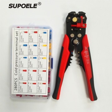 HS-D1 Multi Function Hand Crimping Tool Pliers with Wire Stripper and Cutter - 280PCS Insulated Terminal Block Set