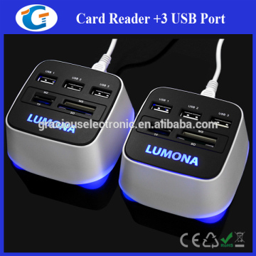 Multi Port USB Hub Combo Card Reader