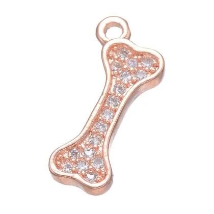 fashion women rose gold plating bone charm rhinestone bone pendant