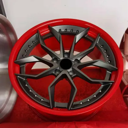 Black Red Racing Car Forged Wheels 5X112 - Professional Factory Custom Sport Car Rims