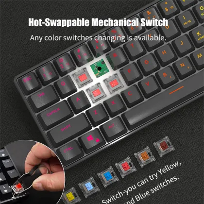 Customizable HotSwap Gaming Keyboard: Small, Wireless, Mini 60% USB Wired Keyboard with Programmable Functions