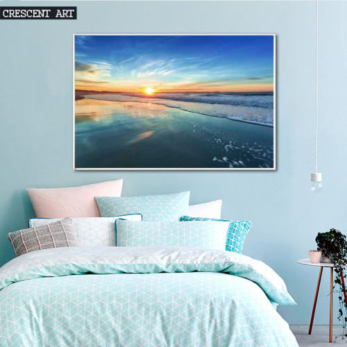 Turquoise Seaside View Sunrise Canvas Prints