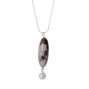 Natural Gemstone Agate Necklace with Silver Chain