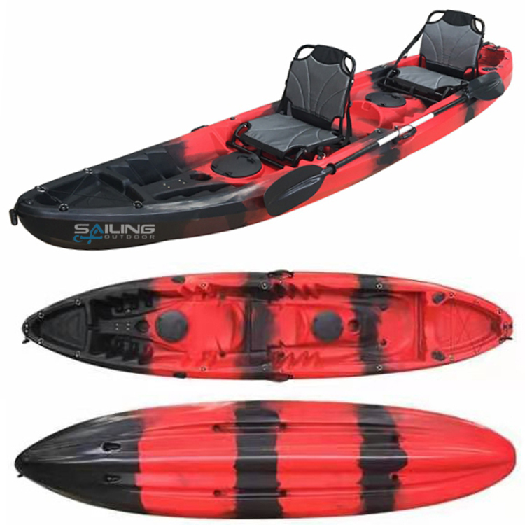 OEM&ODM 3-Person Sit-On-Top Plastic Canoe Kayak for Family Fishing