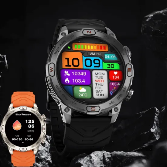 2024 High-Quality AMOLED Screen 450mAh Bluetooth Calling Health & Fitness Sports Tracker Smart Watch for Android Phones - Round Wrist Watch