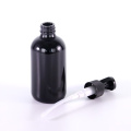 Black Boston Round Glass Bottle with Black Pump