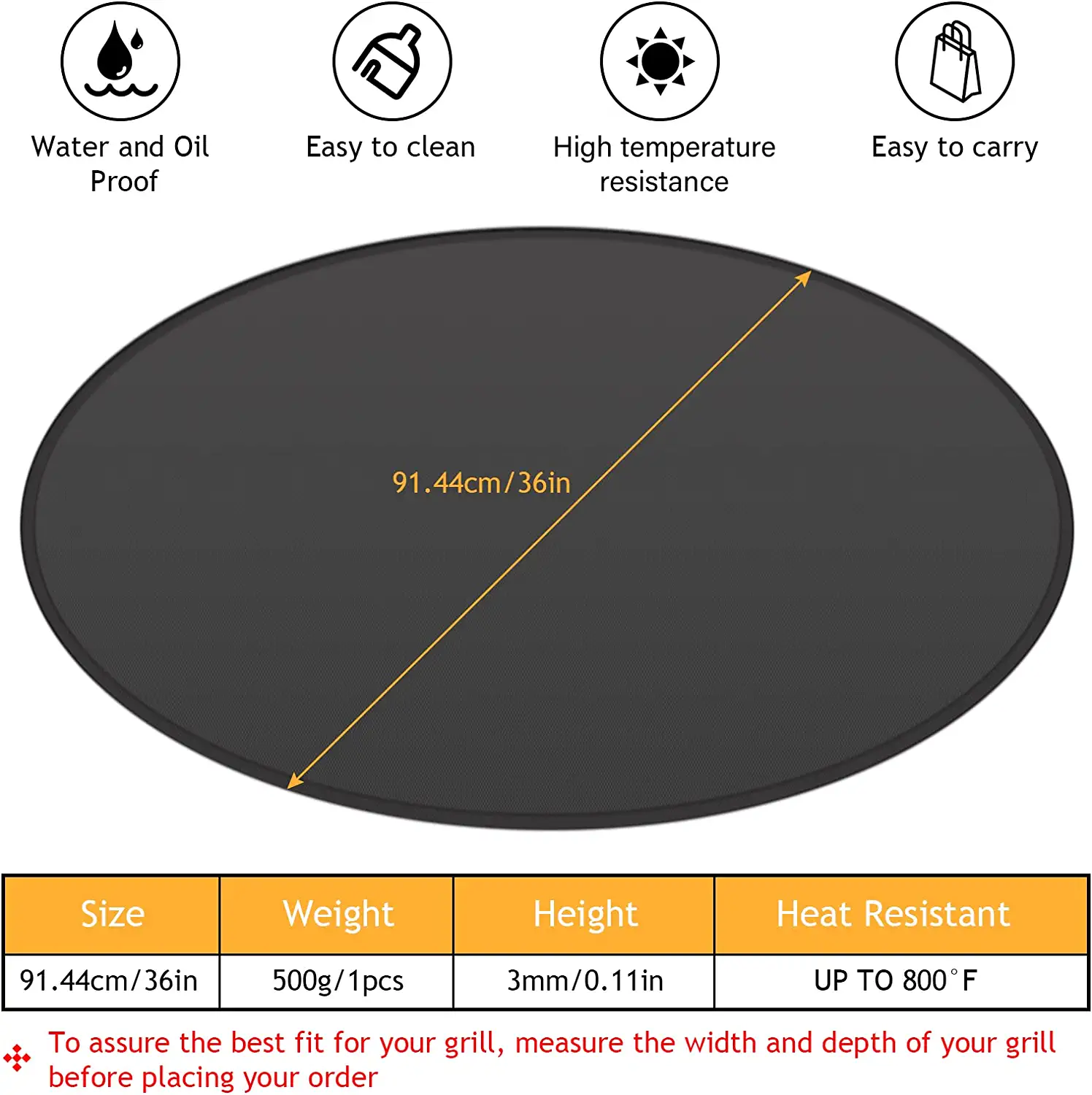Silicone Glass Fiber Fire Pit Mat