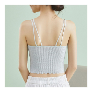 Breathable Women's M-Neck Wavy Lace Wireless Comfort Bra Vest